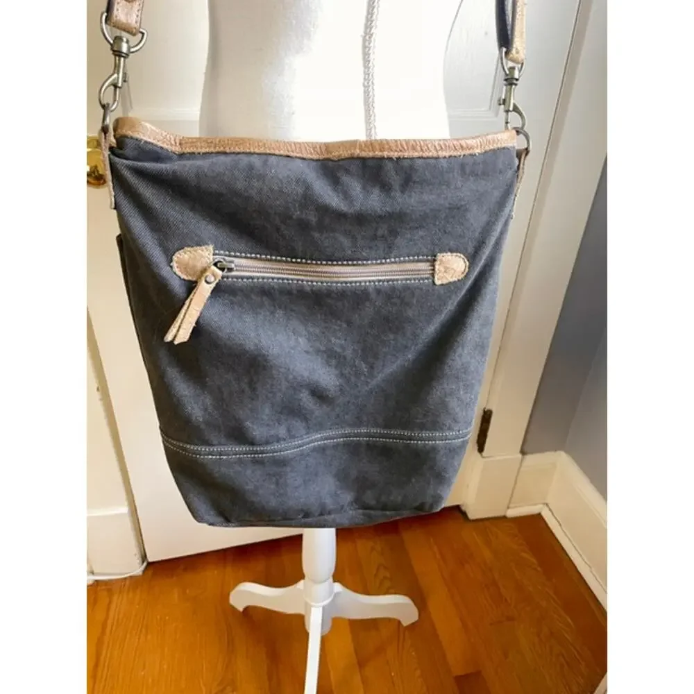 Myra Bag Canvas & Leather Crossbody Shoulder Bag Boho Western Farmhouse Tote